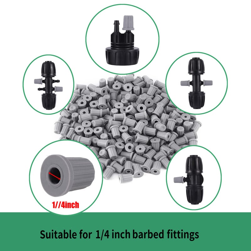 FOGWOWO 40 Pcs Barbed Tee 1/2 Inch to 1/4 Inch Drip Irrigation Fittings Kit for (1/2'' ID x 0.60''-0.63'' OD) 16mm Irrigation Tubing Anti-Drop Barbed Connectors 8 Tee,8 Four-way,4 Six- way,20 End Caps - Image 5